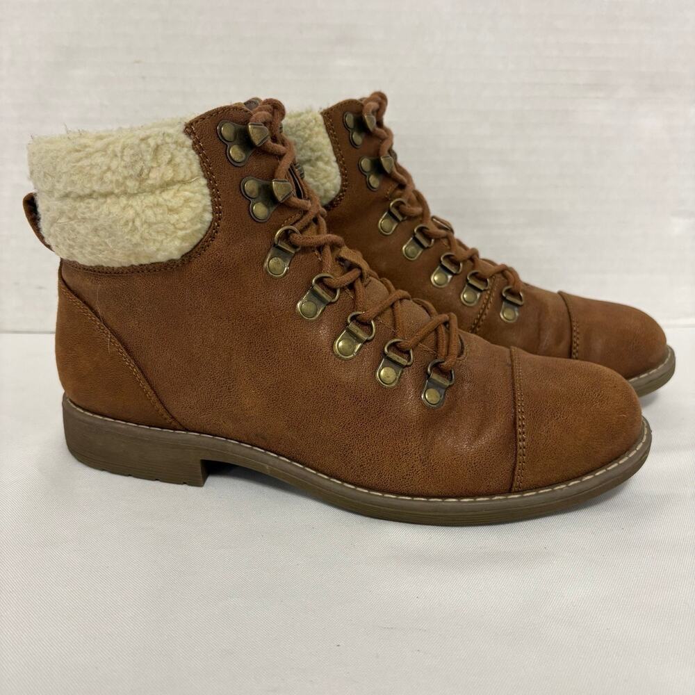 Cliffs White Mountain Womens 9W Brown Sherpa Hiker Boots Y2K Lace Up